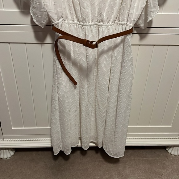 Torrid White Cold Shoulder Belted Dress - Picture 3 of 8